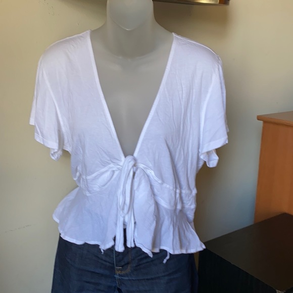 Free People Knot Me White Tie-Front Crop Top - Picture 2 of 5